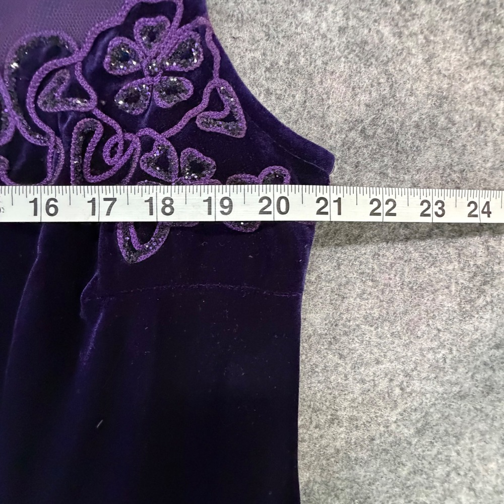 Vintage Onyx Nite Velvet Dress Women 18 Purple Embroidered Evening Gown Romantic - Picture 8 of 13